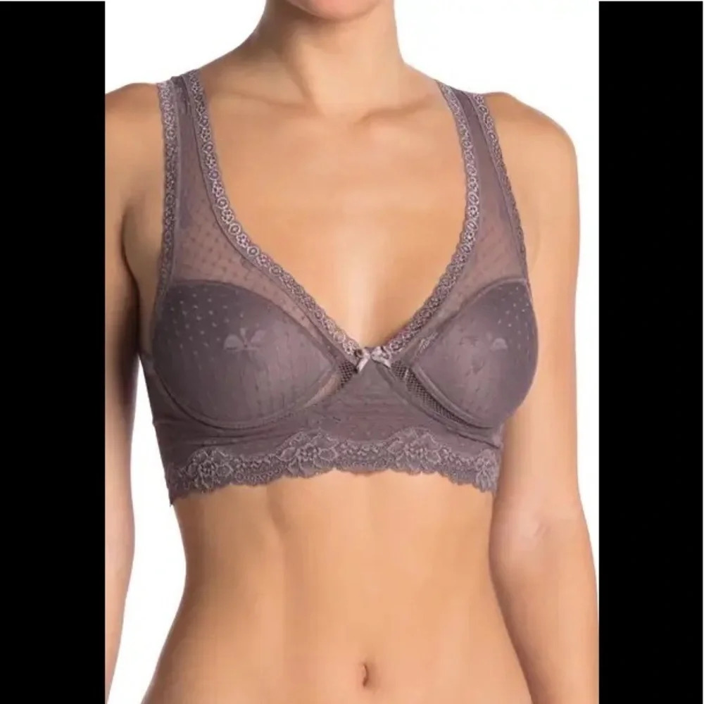 WISHLIST Sheer Bow Dot Lace Bralette